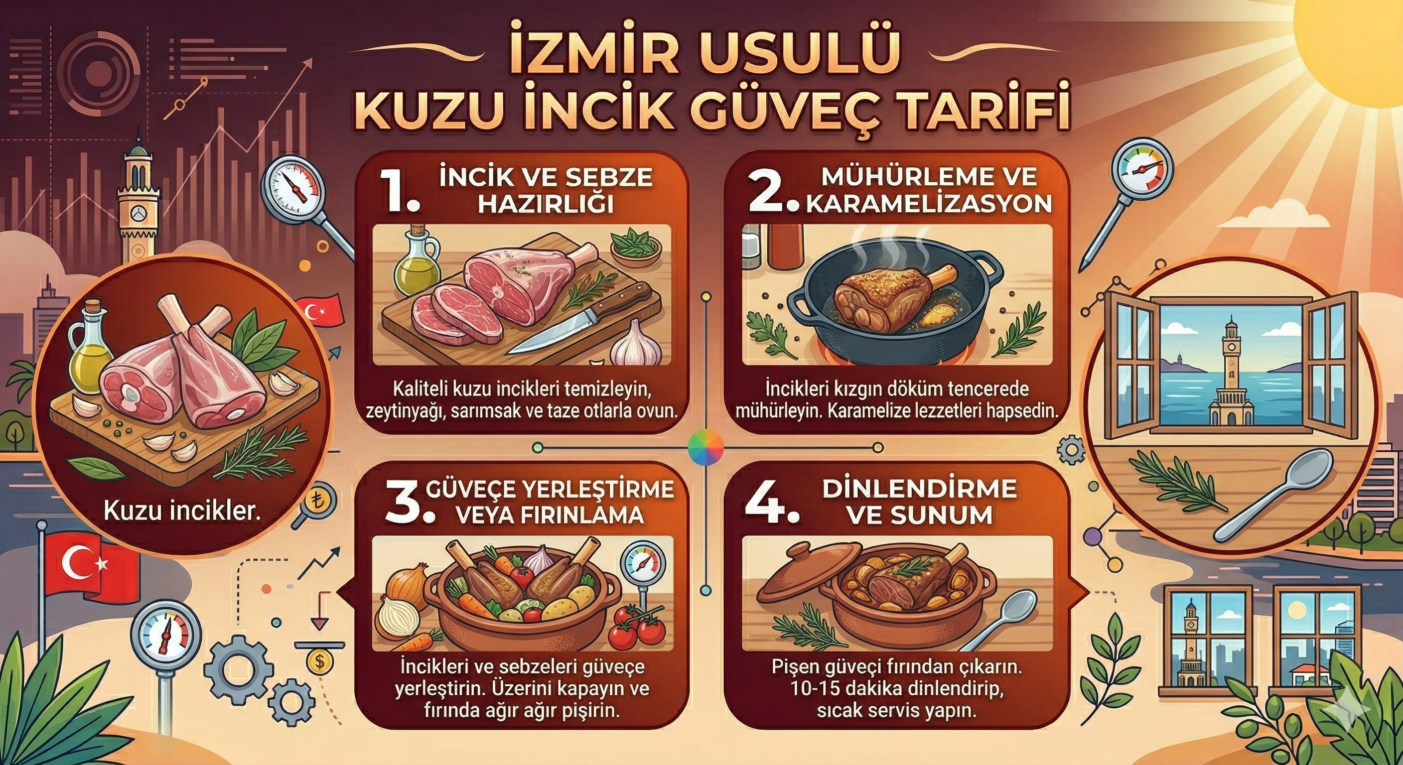 İzmir Usulü Kuzu İncik Güveç Tarifi